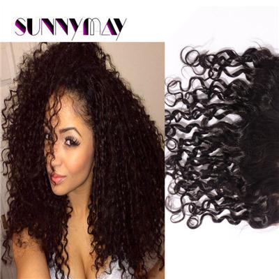 Sunnymay Cheap 7A Indian Deep Curly Lace Frontal Closure With Baby Hair 13X4 Virgin Human Hair Full Lace Frontals Bleached Konts