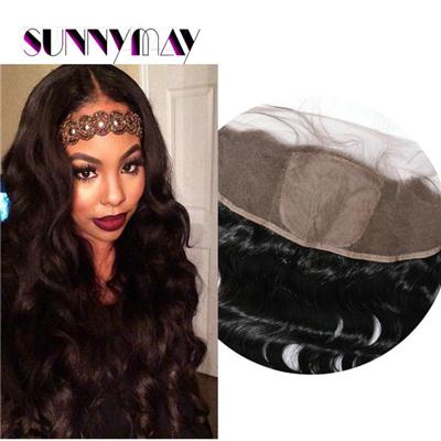 Sunnymay 7A Brazilian Virgin Human Hair 13*4 Body Wave Silk Base Lace Frontal Baby Hair Natural Color Free Style Lace Frontals