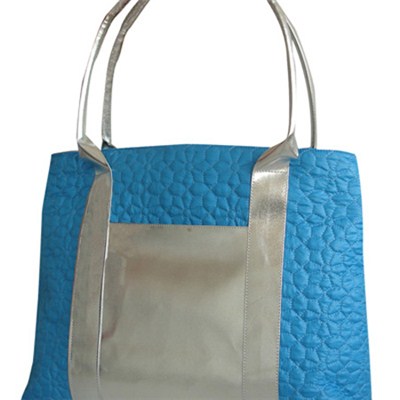 Silver Tote Bag With Lining Slip Pocket