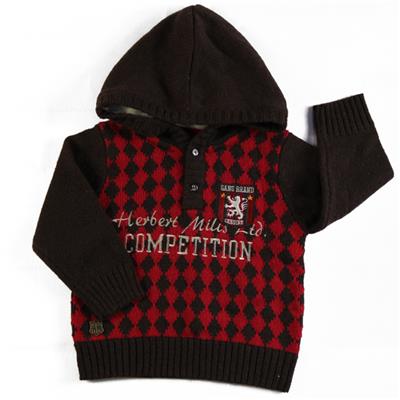 2015 winter OEM baby boy's jacquard striped hoody embroidery pullover outerwear