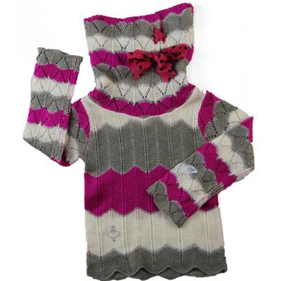 baby girl's crochet jacquard pullover turtleneck metallizer printing sweater