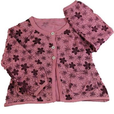 wholesale infant baby's plain jersey crewneck raglan sleeve cardigan floral printing sweater