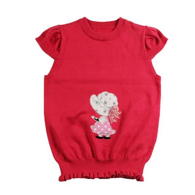 best seller baby girl's applique jersey dress short-sleeve knitted ruffle dress