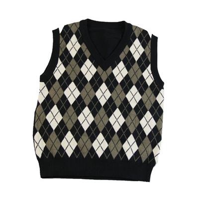 2015 good quality jacquard vest intarsia sleeveless top v-neck argyle campus vest