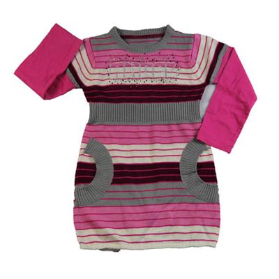 2016 spring striped jersey knitwear dress crystal half-moon pocket dress