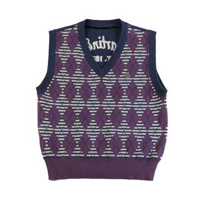 2015 fall boy's intarsia argyle vest v-neck knitted sleeveless top
