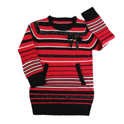 competitve price girl's striped jersey knitted dress whinestone dress