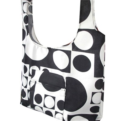 Black And White Bubbles Printed Beach Bag