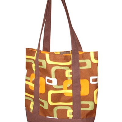 Brown And Yellow Chains Printed Beach Bag