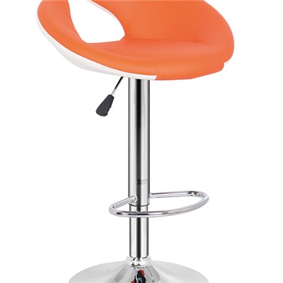 Orange Leather Bar Stool With Footrest