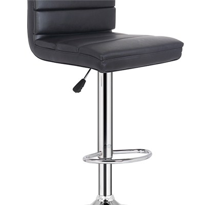 Black Leather Bar Chair With Footrest