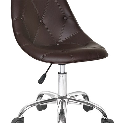 Brown Leather Bar Stool With Wheels