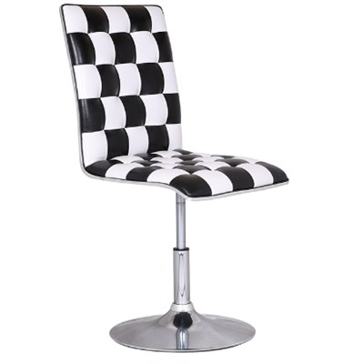 Black And White Grid Leather Bar Stool