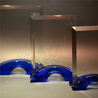 Crystal Flat Award On Blue Double Base