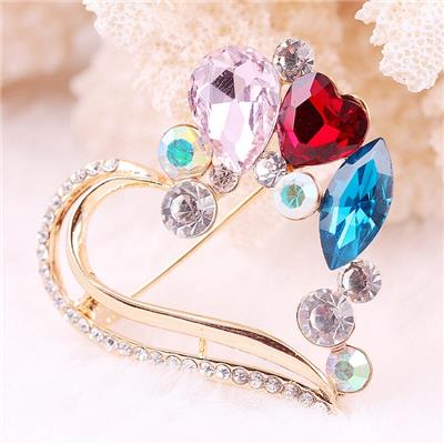 2015 Korean Fashion High-grade Crystal Alloy Hollow Peach Heart Brooch, Fashion Female Diamond Brooches,Welcome To Sample Custom