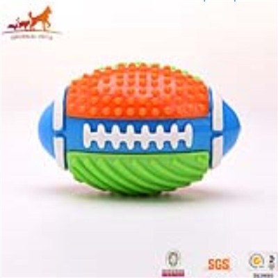 Colorful TPR Dog Chew Rugby Football Toy