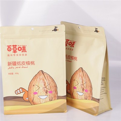 Flat Bottom Packaging Bag With Zipper For Nuts