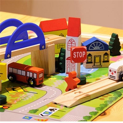2015 Authentic 40 PC Urban Rail Overpasses Toys, Traffic Scene Combination Wooden Toys, The Train Track Disassembling,Welcome To Sample Custom