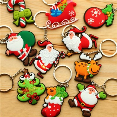 The New 2015 Christmas Gift Of PVC Soft Rubber Key Chain, Creative Rubber Pendant Gift Santa Claus, Christmas Tree