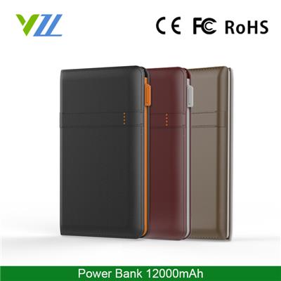External Polymer Manual For Power Bank 12000mah Leather-grain ABS Fashion Mobile Phone Charger 12000MAH