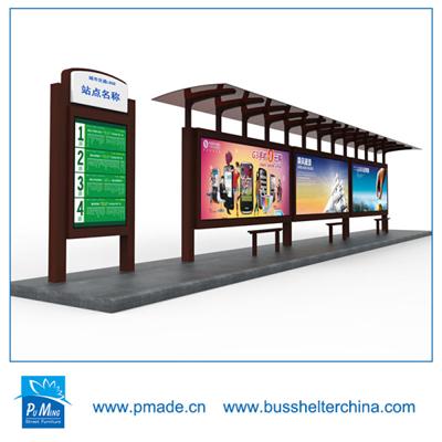 Bus shelter with advertising outdoor light box