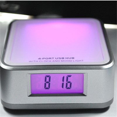 4 Ports USB HUB With Clock And Colorful Lights(jp208)