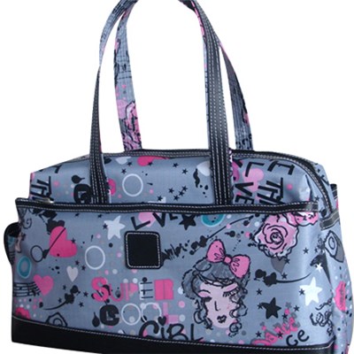 Large Colorful Printed Tote Bag With Zipper Side Pocket