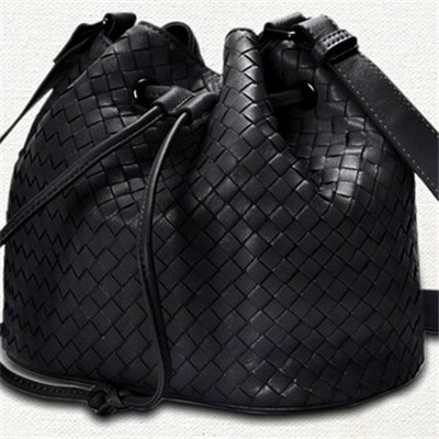 Woven Leather Bucket Bag