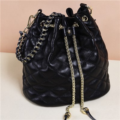 Chain Leather Bucket Bag