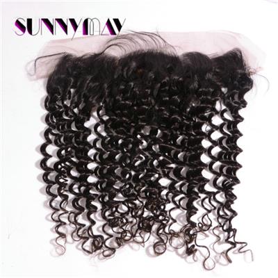 Unprocessed 13x4 Silk Base Lace Frontals Natural Color Brazilian Virgin Human Hair Deep Curly With Baby Hair