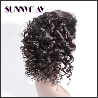 Sunnymay Natural Black Brazilian Virgin Human Hair Glueless Wig Bouncy Curly Lace Front /Full Lace Human Hair Wigs