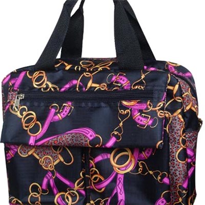 Large Colorful Printed Tote Bag With Two Front Slip Pockets& Back Zipper Pocket