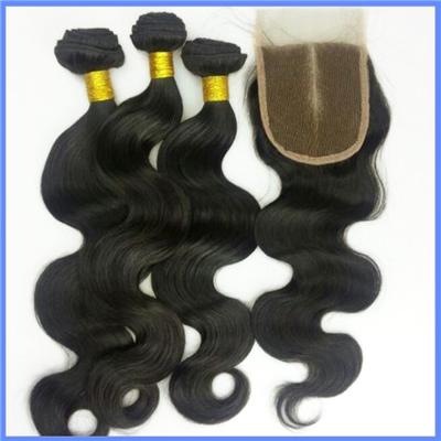 Bundles With Lace Closures Brazilian Body Wave Virgin Remy Human Hair Weft