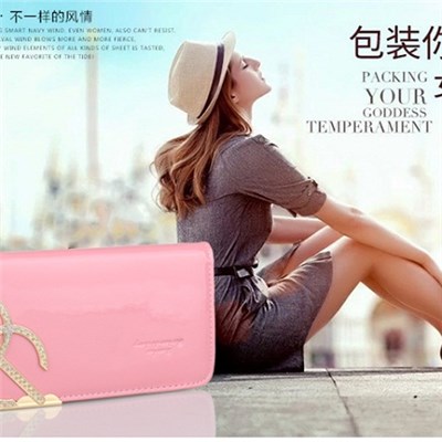 The New 2015 Small Sweet Wind Wallet Set Auger Ms Bright Leather Purse Hand Bag,Welcome To Sample Custom