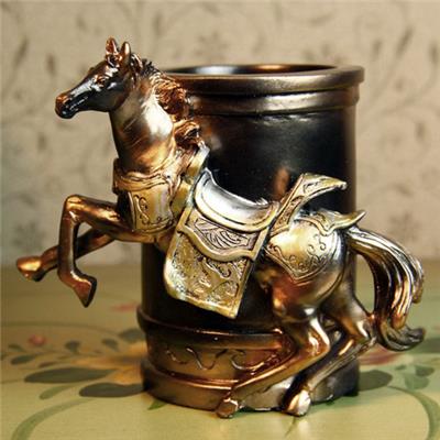 2015 Creative Year Of The Horse Armor Pen Holder, European-style Decorative Household Items, Resin Novelty Gifts,Welcome To Sample Custom