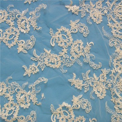 White Bridal Lace Fabric By The Yard (W9034)