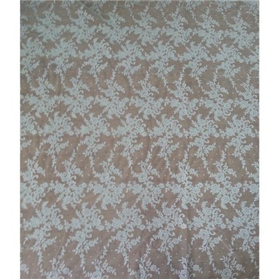 White Bridal Embroidered Tulle Lace Fabric(W9024)