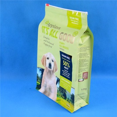 Flat Bottom Packaging Bag With Zipper For Dog Food