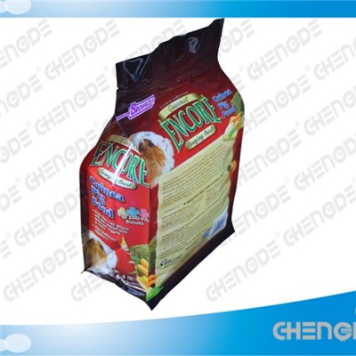 Pet Food Packaging Bag With Zipper And Block Bottom