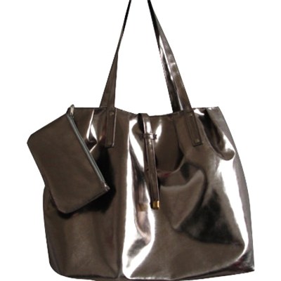 Large Roomy Varnished PU Leather Handbag