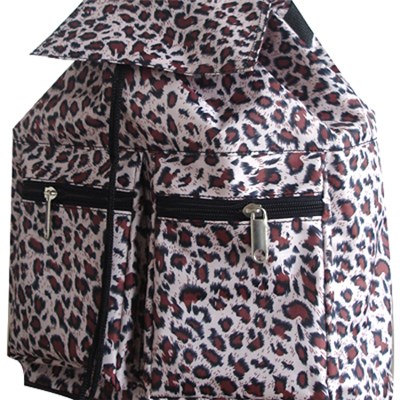 Leopard Pattern Printed Backpack With Drawstring Closure Compartment