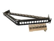FTP Cat.6A 6 Jacks In One Patch Panel Angled With Back Bar