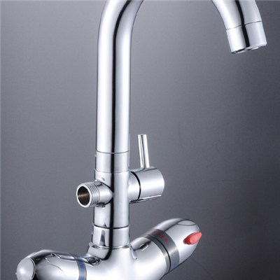 Brass Thermostatic Kitchen Sink Mixers In Chrome