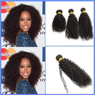 3 Pieces A Lot Natural Black Kinky Curly Hair Weft 6A High Quality 100% Peruvian Virgin Hair Extension Free Shipping