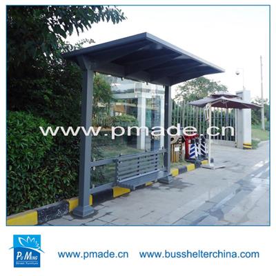 Prefabricated stainless steel bus shelter design