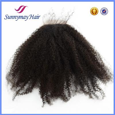Sunnymay Afro Kinky Curly Silk Base Lace Closure Virgin Human Peruvian Hair Lace Closure