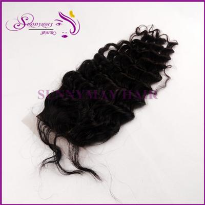 Stocked Deep Wave Fre Middle Part Virgin Silk Base Closure Brazilian Hair Sunnymay Virgin Human Deep Wave Closure (4x4)