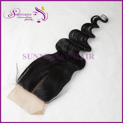 Stocked Loose Wave Silk Base Lace Closure With Middle Part 3.5x4 Virgin Peruvian Silk Base Closure With Hidden Knots