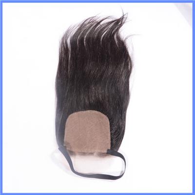 Raw Unprocessed Human Hair Virgin Peruvian Hair Straight Curved Part Silk Base Closure