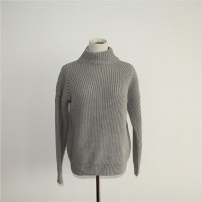 Stylish Ribbed Knit High Neck Pullover Sweater